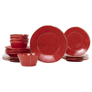 Vietri Vietri Lastra Sixteen-Piece Place Setting - Available in 6 Colors Red LAS-2600RS-16
