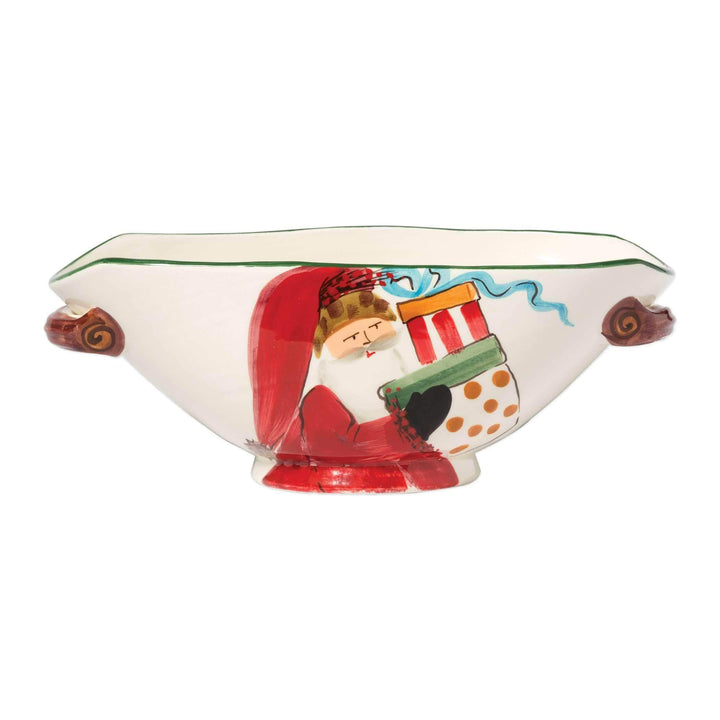 Vietri Vietri Old St. Nick Handled Oval Bowl with Presents OSN-78047