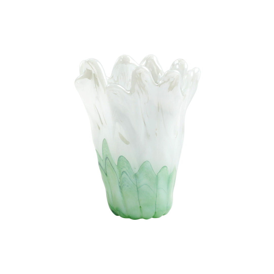 Vietri Vietri Onda Glass Medium Vase - Green & White OND-5282G