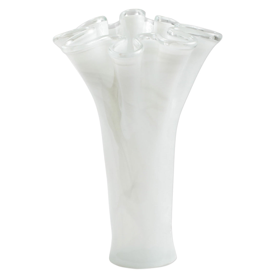 Vietri Vietri Onda Glass Tall Vase - White OND-5235W