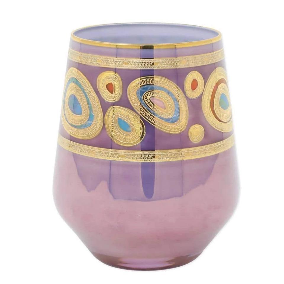 Vietri Vietri Regalia Stemless Wine Glass - 4 Available Colors Purple RGI-7621P