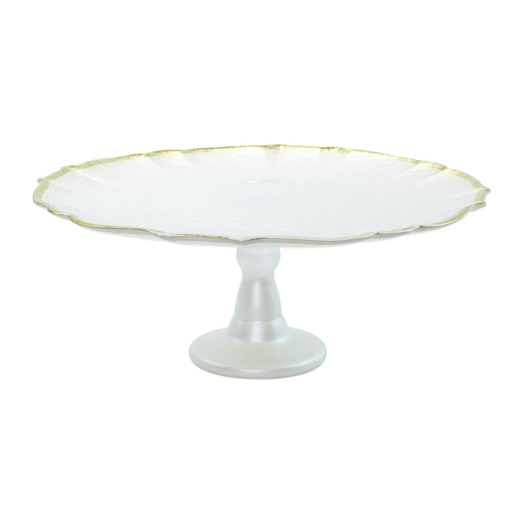 Vietri Vietri Viva Baroque Glass Cake Stand - White VPAS-5272W