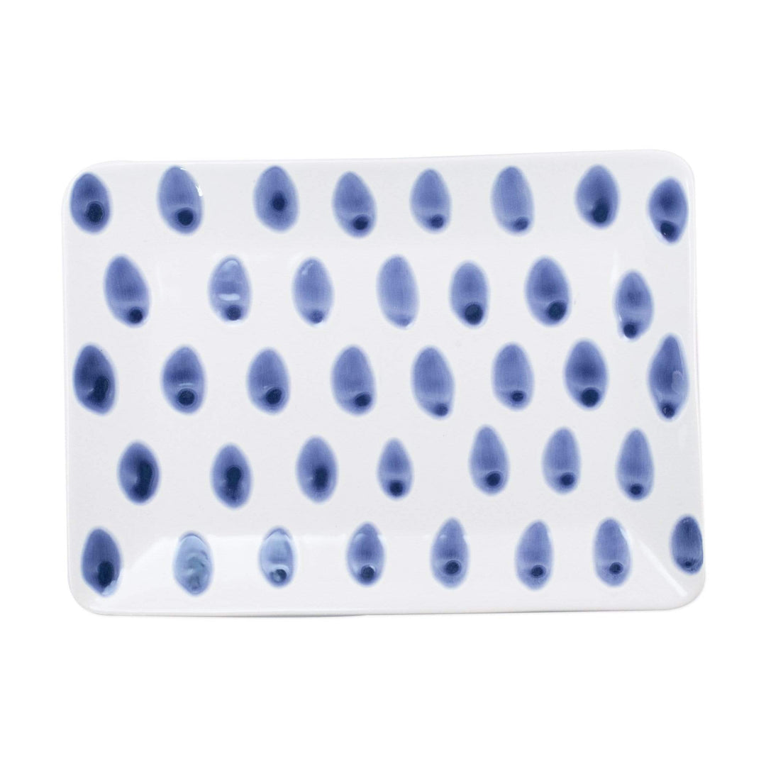 Vietri Viva Santorini Dot Small Rectangular Platter - Blue & White