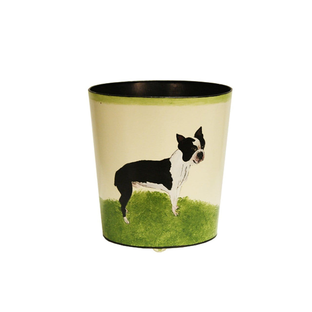 Worlds Away Worlds Away Boston Terrier Wastebasket - Cream & Green WBBOSTTERRIER