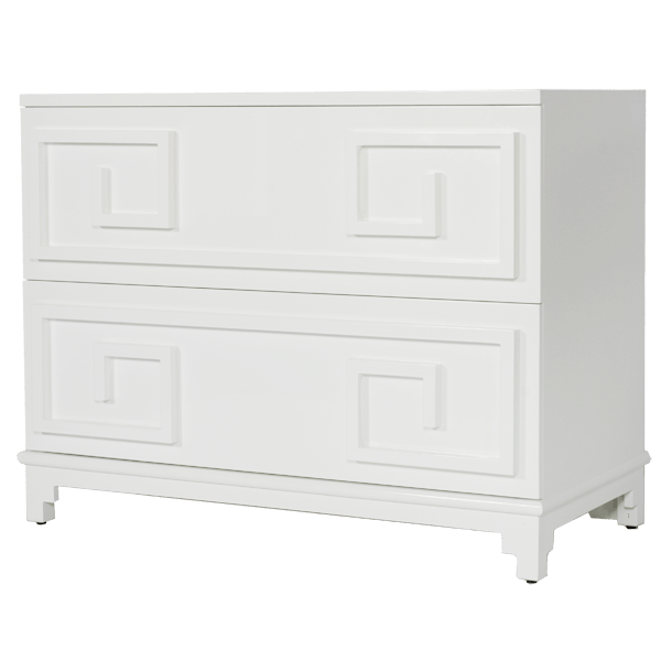 Worlds Away Worlds Away Wrenfield Oriental Two Drawer Chest - Glossy White Lacquer WRENFIELD WH